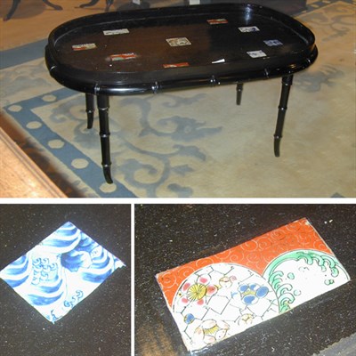 Lot 487 - Victorian Style Ebonized Tray Table Inset with...