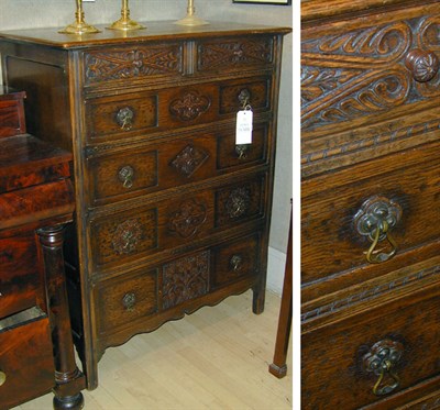 Lot 95 - Gothic Revival Oak Chest of Drawers