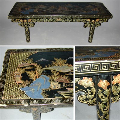 Lot 522 - Chinese Black Lacquered Chinoiserie Decorated...