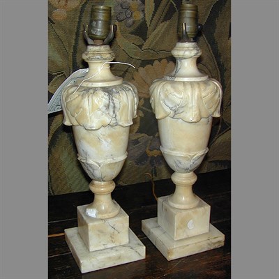 Lot 118 - Pair of Alabaster Urn-Form Lamps