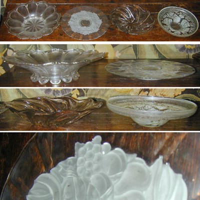 Lot 120 - Group of Four Colorless Glass Bowls and Plates