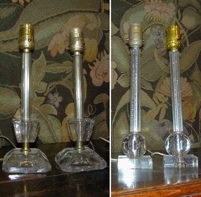 Lot 123 - Two Pairs of Art Deco Glass Lamps