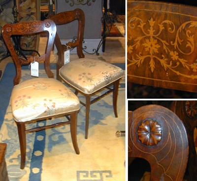 Lot 165 - Pair of Edwardian Marquetry Inlaid Side Chairs