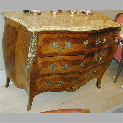 Lot 239 - Louis XV Style Marble Top Gilt-Metal Mounted...