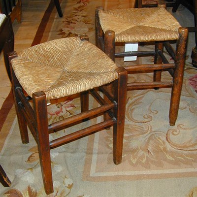 Lot 220 - Pair of Provincial Georgian Style Rush-Seat...
