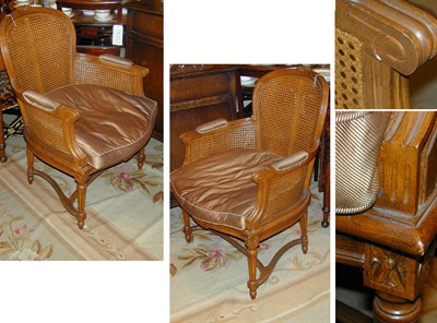 Lot 230 - Pair of Louis XVI Style Caned Bergeres