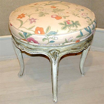Lot 245 - Louis XV Style Painted and Upholstered Stool