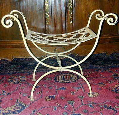 Lot 275 - Pair of Painted Metal Latticework Stools