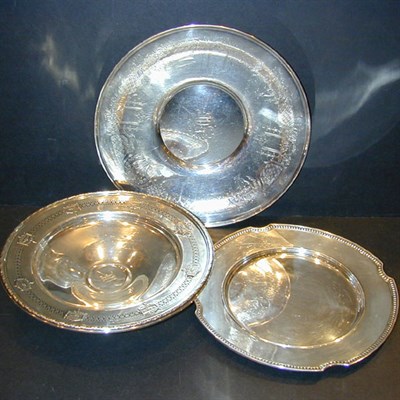 Lot 289 - Two Sterling Silver Plates Together with a...