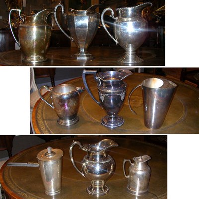 Lot 312 - Group of Nine Silver Plated Water Pitchers