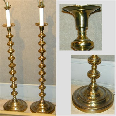 Lot 350 - Pair of Baroque Style Brass Floor Lamps