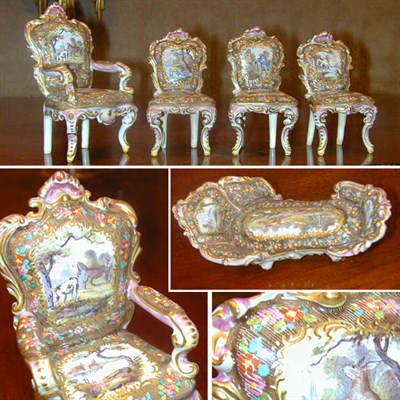 Lot 357 - Continental Porcelain Miniature Eight-Piece...