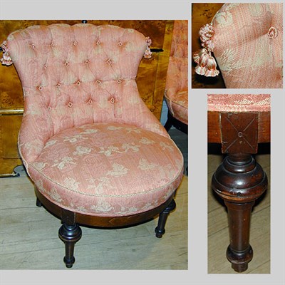 Lot 365 - Pair of Victorian Upholstered Mahogany Boudoir...