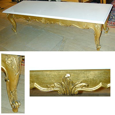 Lot 519 - Louis XV Style Marble Top Gilt Carved Wood Low...