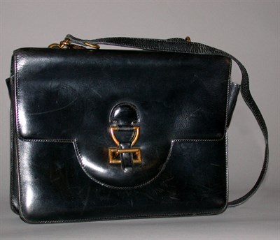 Lot 492 - Hermes Black Calf Shoulder Bag Circa 1970...