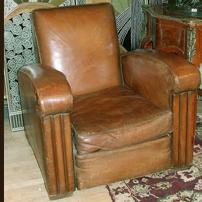 Lot 149 - Pair of Art Deco Leather Upholstered Armchairs...