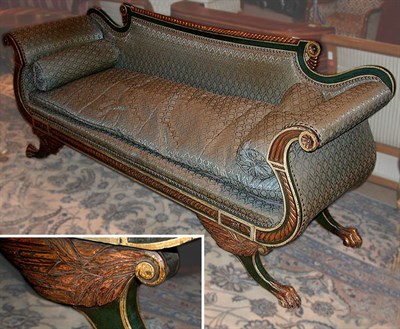Lot 169 - Regency Style Parcel Gilt and Painted Settee