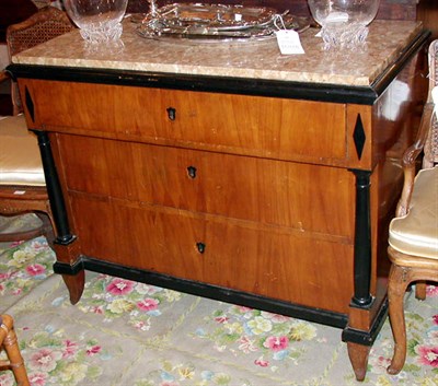 Lot 557 - Biedermeier Marble Top Ebonized and Fruitwood...