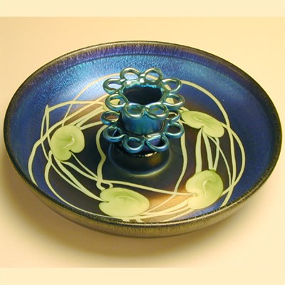 Lot 99 - Tiffany Favrile Glass Flower Bowl In blue...