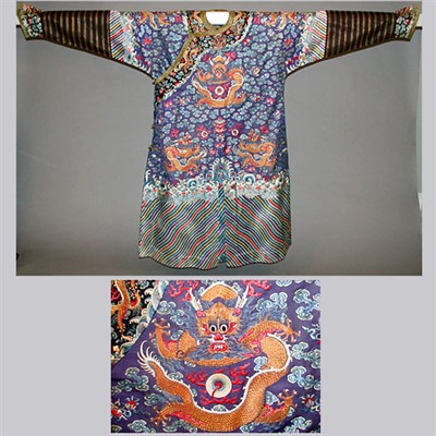 Lot 538 - Embroidered Dragon Robe Chi'fu Chinese, circa...