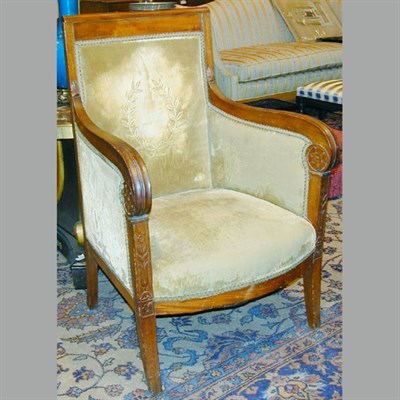 Lot 441 - Empire Upholstered Mahogany Armchair