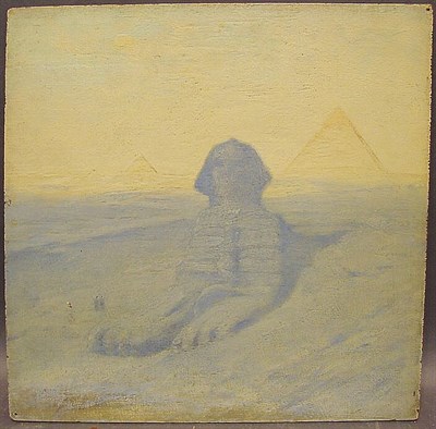 Lot 3 - Circle of Henry Bacon SPHINX Oil on panel 11...
