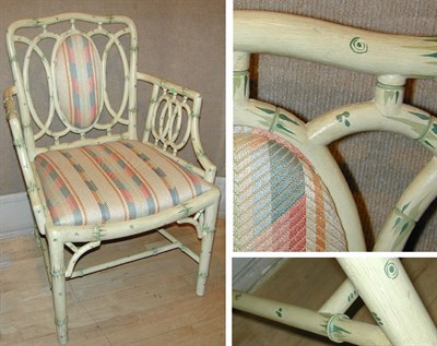 Lot 398 - Pair of Regency Style Painted Faux Bamboo...