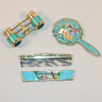 Lot 441 - Group of Enamel Vanity Items French and...