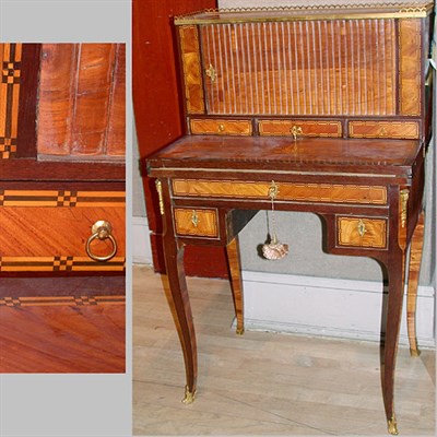Lot 382 - Louis XV Style Mahogany and Satinwood Desk The...