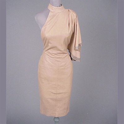 Lot 247 - Azzedine Alaia Nude Leather Halter Dress...
