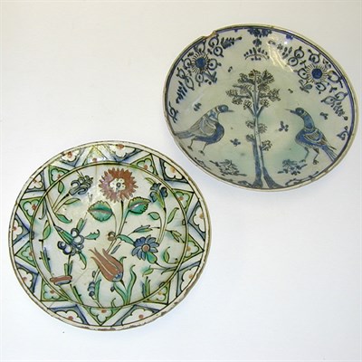 Lot 105 - Isnik Glazed Pottery Dish and a Persian Blue...