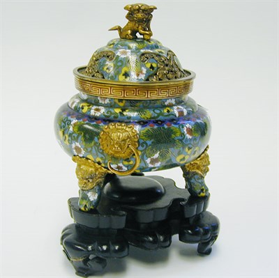 Lot 176 - Chinese Cloisonne Ding and Cover in Qianlong...