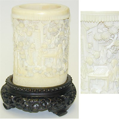 Lot 343 - Chinese Carved Ivory Tusk Vase 19th Century...