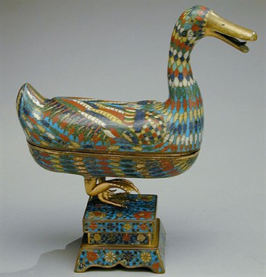 Lot 173 - Chinese Cloisonne Model of a Duck 17th/Early...