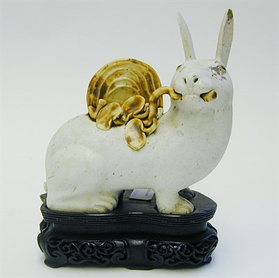 Lot 342 - Chinese Biscuit Porcelain Model of the Hare of...