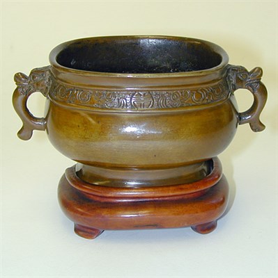 Lot 338 - Chinese Patinated-Bronze Censer in Xuande...