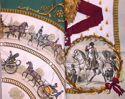Lot 281 - Group of Two Hermes Scarves Each silk twill,...