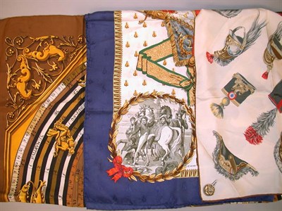 Lot 288 - Group of Three Hermes Scarves Each silk twill,...