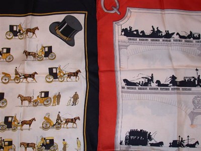 Lot 291 - Group of Two Hermes Scarves Each silk twill,...