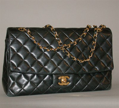 Lot 512 - Chanel Black Leather Quilted Bag French, 1980s...