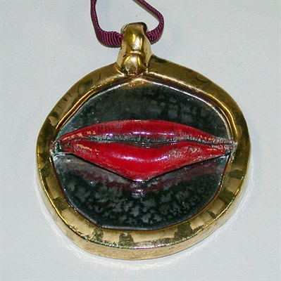 Lot 456 - Ceramic Lips Pendant Circa 1970 A disk in form...