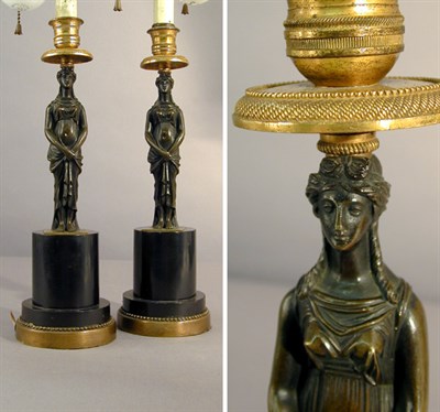 Lot 506 - Pair of Empire Style Gilt and Patinated-Bronze...