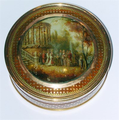 Lot 506A - French Gold and Painted Tortoise Shell Snuff...