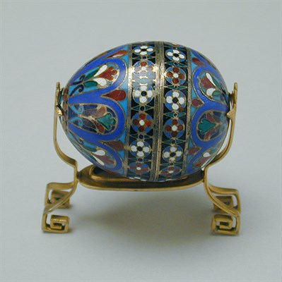 Lot 309 - Russian Cloisonne Egg-Shaped Box With colorful...