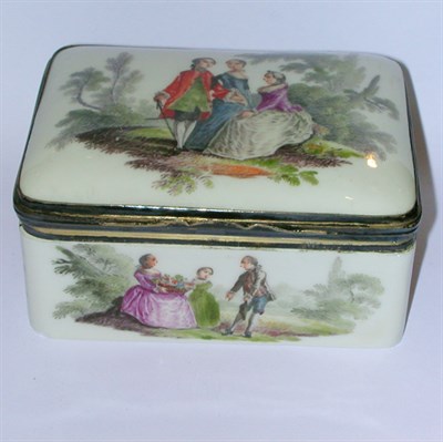 Lot 453 - German Silver Mounted Porcelain Snuff Box 18th...