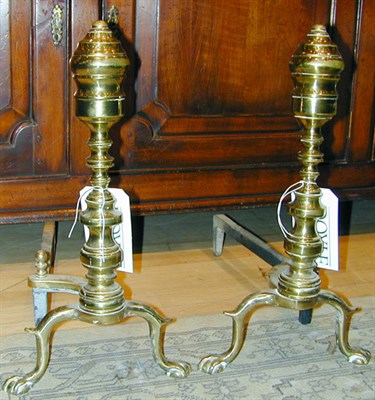 Lot 259 - Pair of Baroque Style Brass Andirons