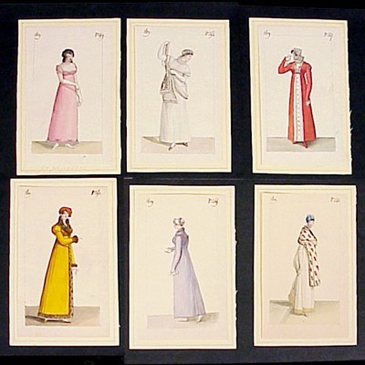 Lot 522 - Group of Six Original Fashion Drawings French,...