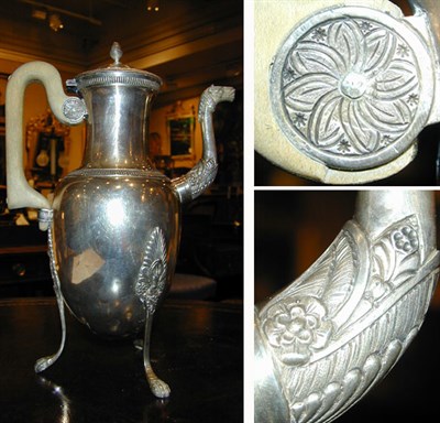 Lot 215 - French Silver Coffee Pot Early 19th century Of...