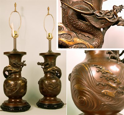 Lot 461 - Pair of Chinese Bronze Vases Each of ovoid...