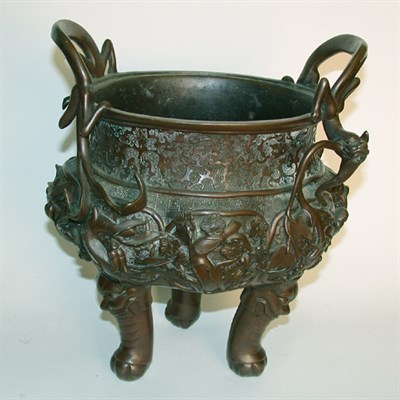 Lot 474 - Pair of Chinese Bronze Two-Handled Jardinieres...